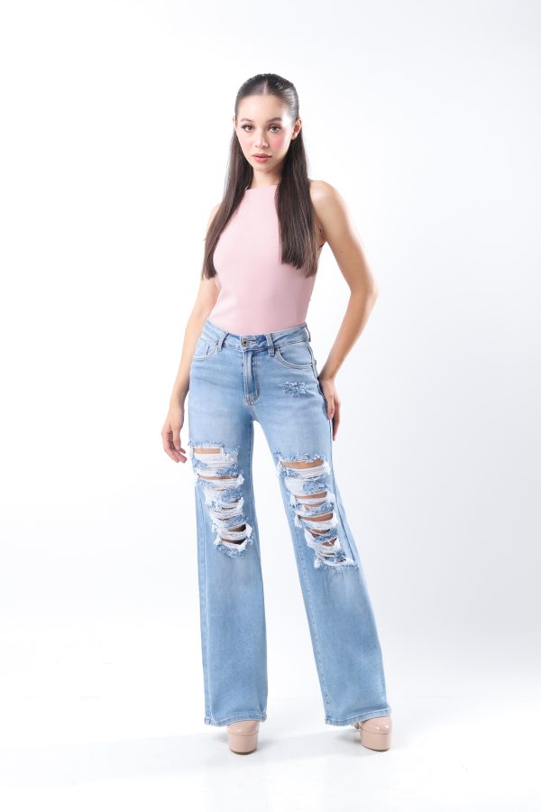 JEANS COLLECTION WIDE LEG MEZCLILLA AZUL CLARO - Imagen 2