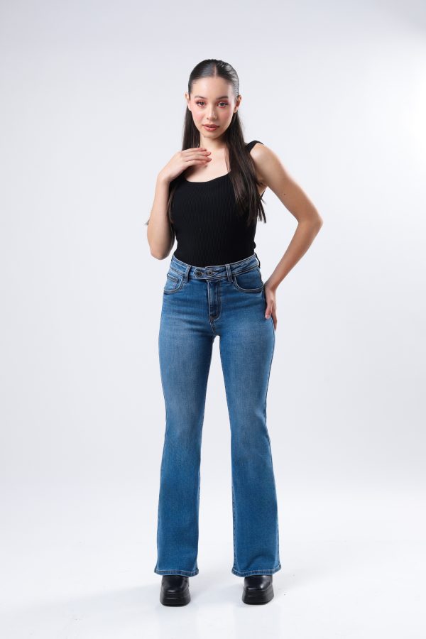 JEANS COLLECTION FLARE DE MEZCLILLA AZUL MEDIO CLARO