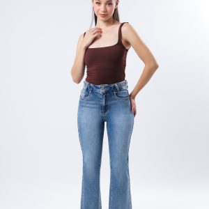 JEANS COLLECTION FLARE CROPPED DE MEZCLILLA AZUL CLARO