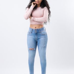 JEANS COLLECTION SKINNY PUSH UP DE MEZCLILLA AZUL CLARO