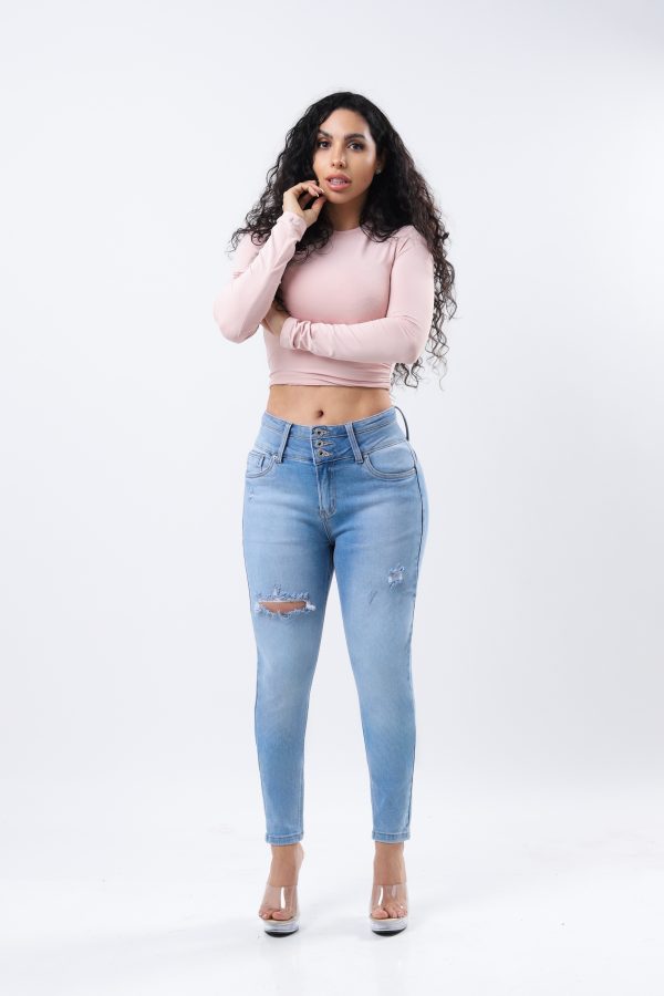 JEANS COLLECTION SKINNY PUSH UP DE MEZCLILLA AZUL CLARO