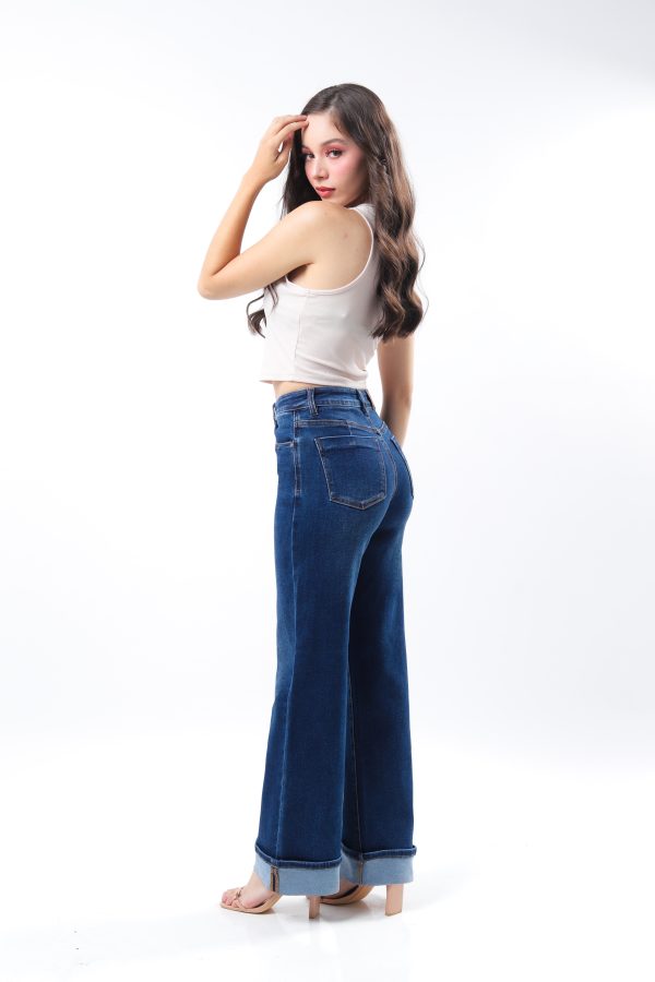 JEANS COLLECTION  WIDE LEG MEZCLILLA AZUL MEDIO OSCURO - Imagen 2