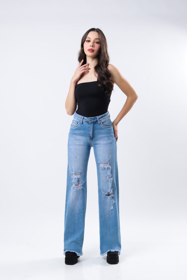 JEANS COLLECTION WIDE LEG MEZCLILLA AZUL CLARO