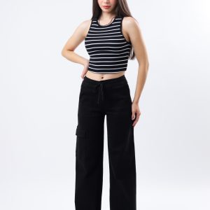 JEANS COLLECTION WIDE LEG FIT (JOGGER) GABARDINA NEGRO