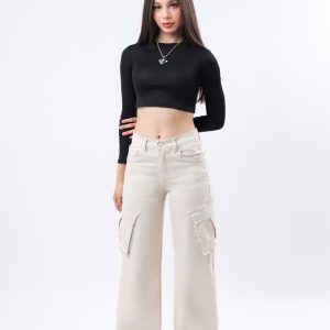 JEANS COLLECTION WIDE LEG FIT (JOGGER) GABARDINA BEIGE