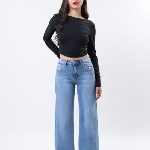 JEANS COLLECTION WIDE LEG (CINTURÓN) MEZCLILLA AZUL CLARO