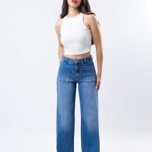 JEANS COLLECTION WIDE LEG MEZCLILLA AZUL MEDIO CLARO