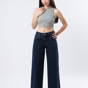 JEANS COLLECTION  WIDE LEG (RIGIDO) MEZCLILLA AZUL OSCURO