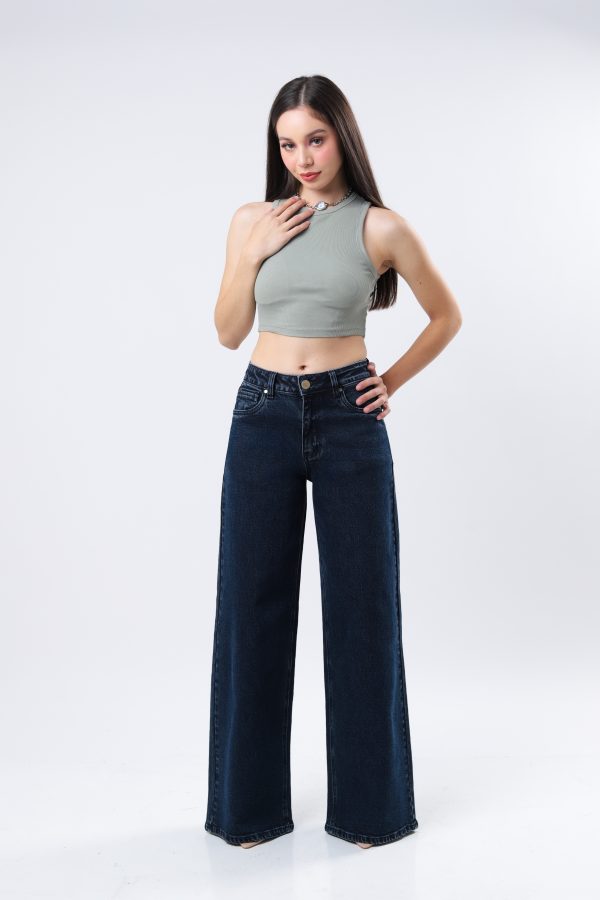 JEANS COLLECTION  WIDE LEG (RIGIDO) MEZCLILLA AZUL OSCURO