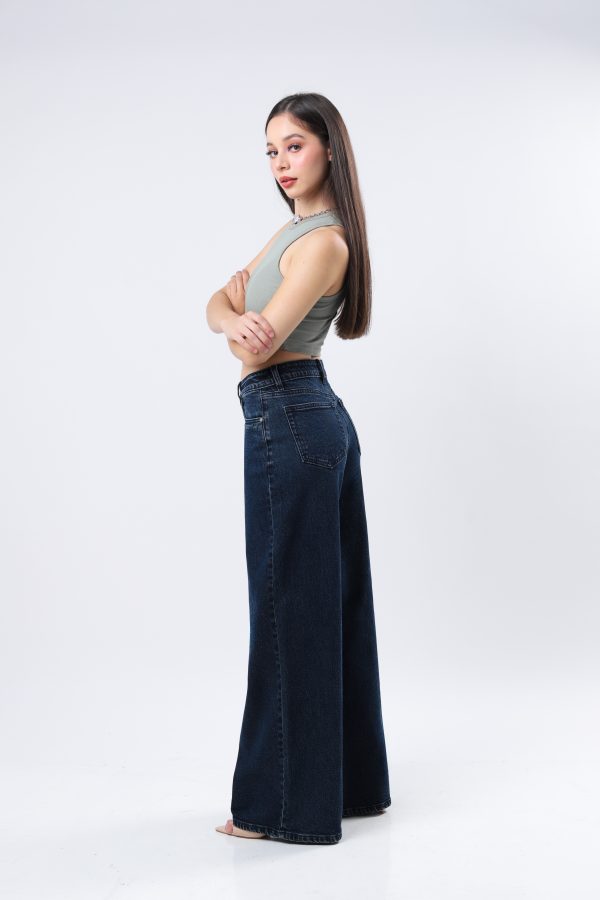 JEANS COLLECTION  WIDE LEG (RIGIDO) MEZCLILLA AZUL OSCURO - Imagen 2