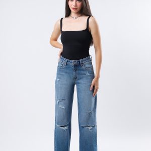 JEANS COLLECTION WIDE LEG (RIGIDO) MEZCLILLA MEDIO CLARO