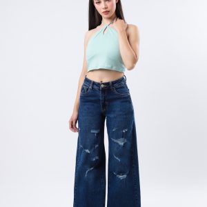 JEANS COLLECTION WIDE LEG (RIGIDO) MEZCLILLA AZUL MEDIO OSCURO