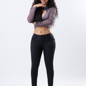 JEANS COLLECTION SKINNY PUSH UP PIEL SINTETICA COLOR NEGRO