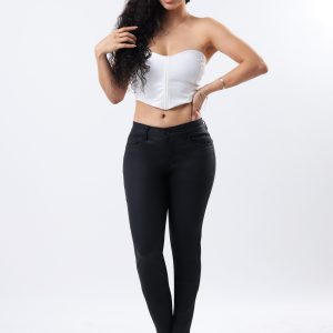 JEANS COLLECTION SKINNY PUSH UP DE PIEL SINTETICA COLOR NEGRO