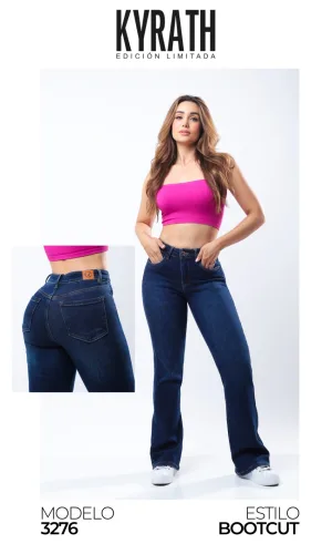 PANTALON KYRATH MODA BOOTCUT FIT RESORTE MEZCLILLA AZUL OBSCUR0