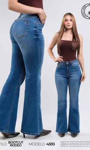 PANTALON KYRATH MODA BOOTCUT RODEO MEZCLILLA AZUL MEDIO